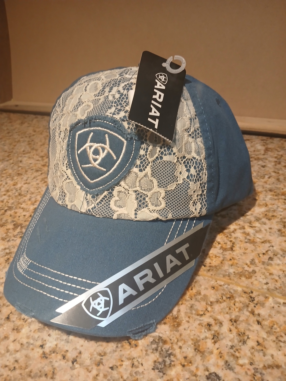 Ariat Teal Cap with White Lace Overlay